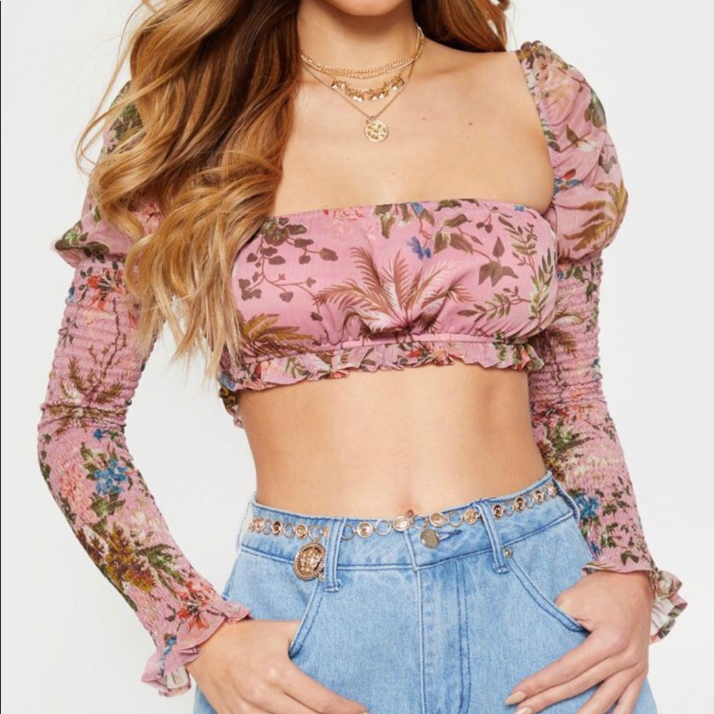 Chiffon Rushed Crop Top